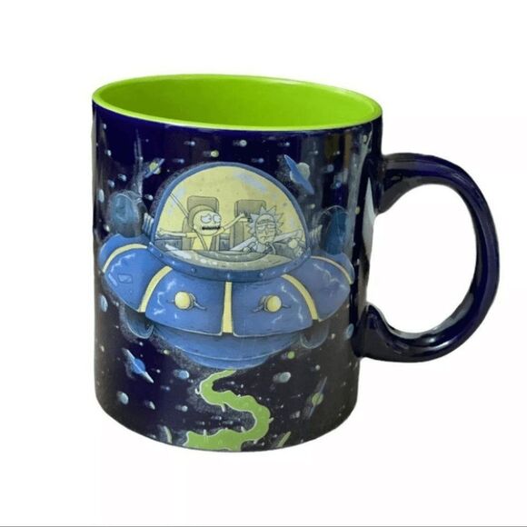 Rick And Morty Official XL Adult Swim Spaceship Coffee Mug 20oz Slime Galaxy - Picture 2 of 7